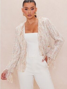 Fringed Tweed Blazer Sz S NWT!